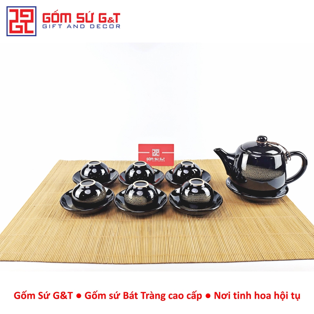 Bộ trà quả hồng to chén lòng hoa nâu