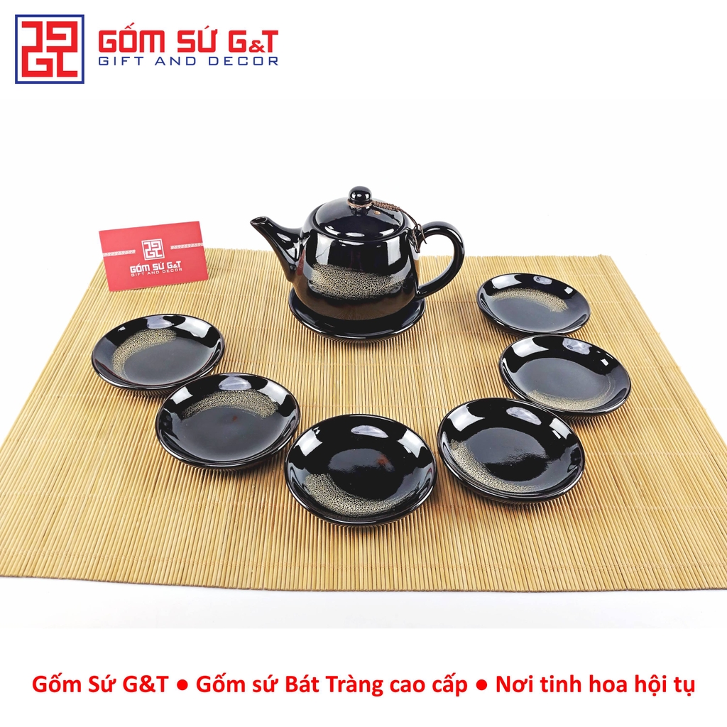 Bộ trà quả hồng to chén lòng hoa nâu