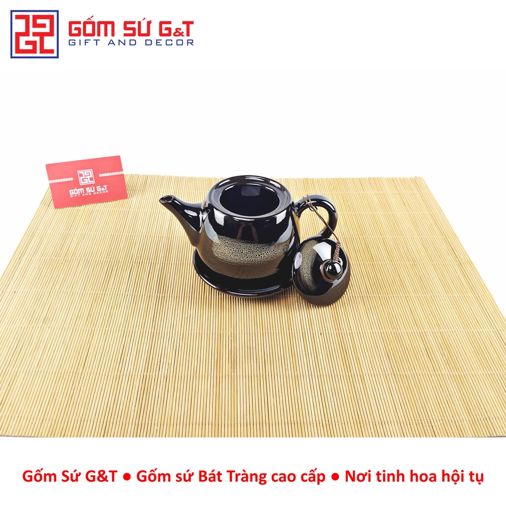 Bộ trà quả hồng to chén lòng hoa nâu