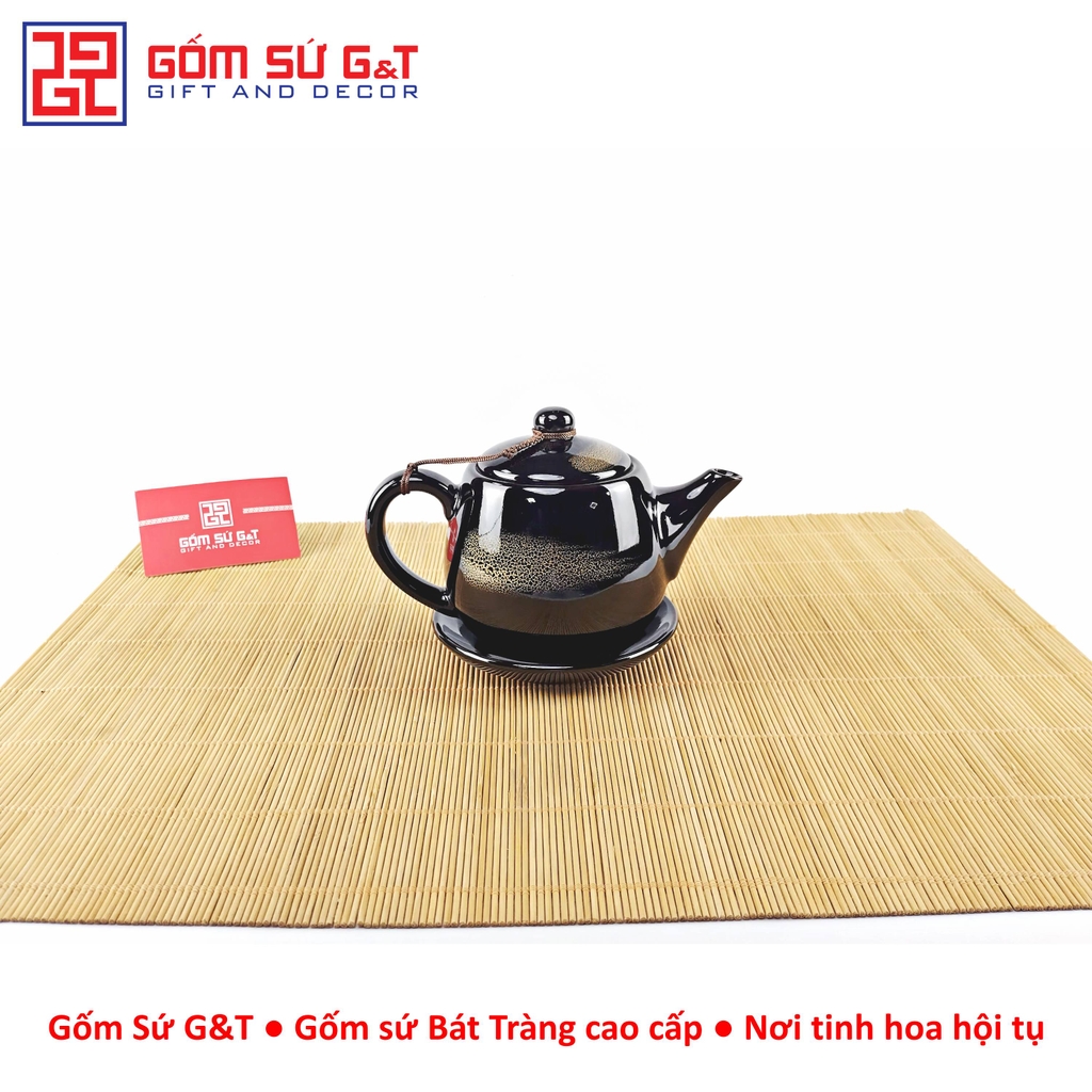 Bộ trà quả hồng to chén lòng hoa nâu