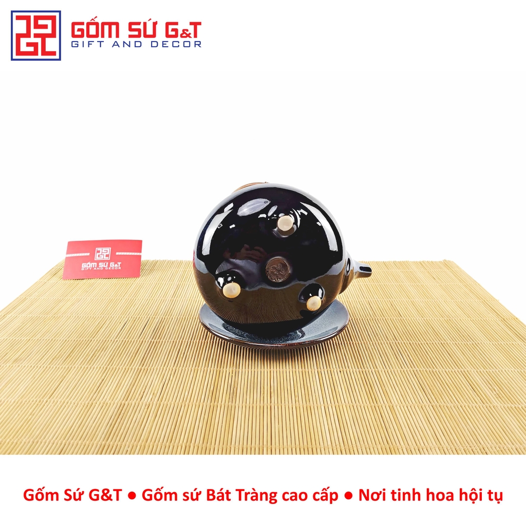 Bộ trà hỏa biến dáng Nhật lòng hoa men xanh