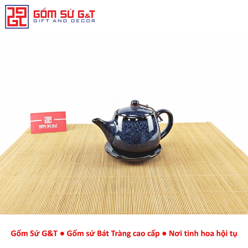 Bộ trà hỏa biến quả hồng to lòng hoa xanh