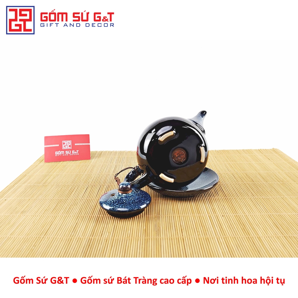 Bộ trà hỏa biến quả hồng to lòng hoa xanh