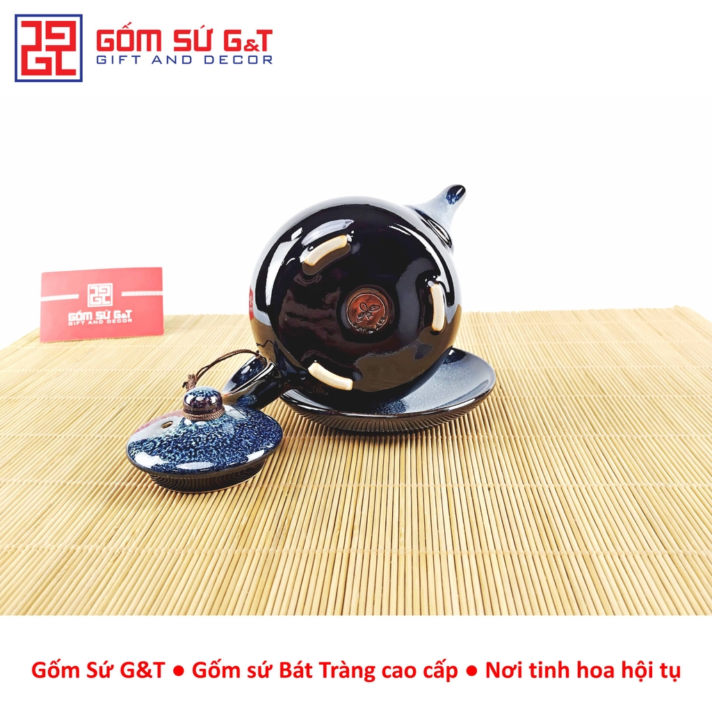Bộ trà hỏa biến quả hồng to lòng hoa xanh