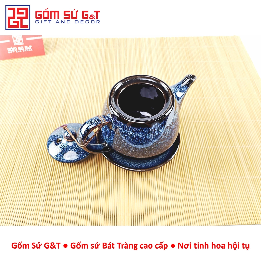 Bộ trà hỏa biến quả hồng to lòng hoa xanh