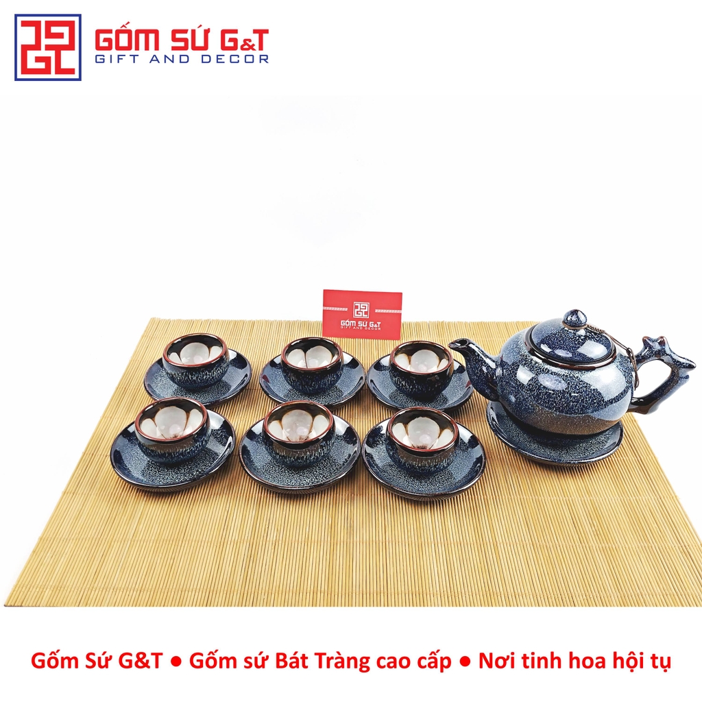 Bộ trà hỏa biến gốc cây lòng hoa men xanh