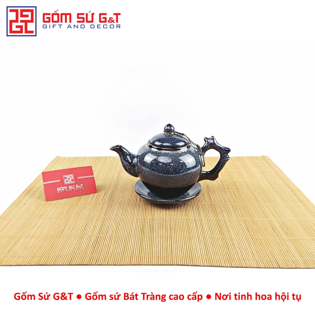 Bộ trà hỏa biến gốc cây lòng hoa men xanh