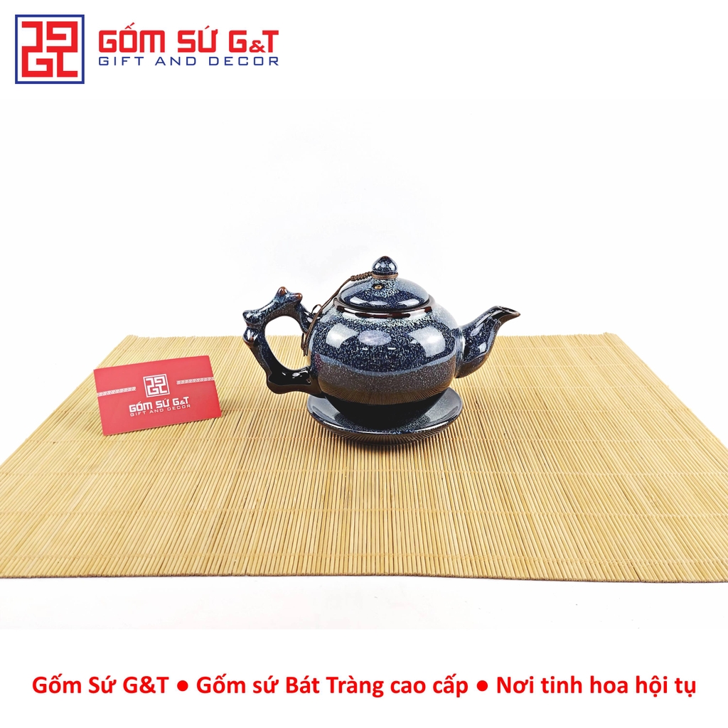 Bộ trà hỏa biến gốc cây lòng hoa men xanh