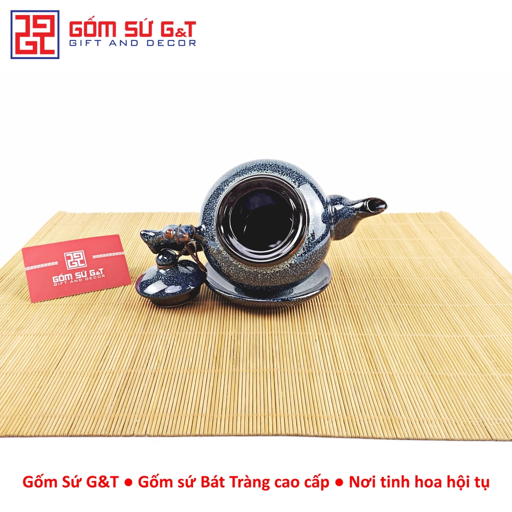 Bộ trà hỏa biến gốc cây lòng hoa men xanh