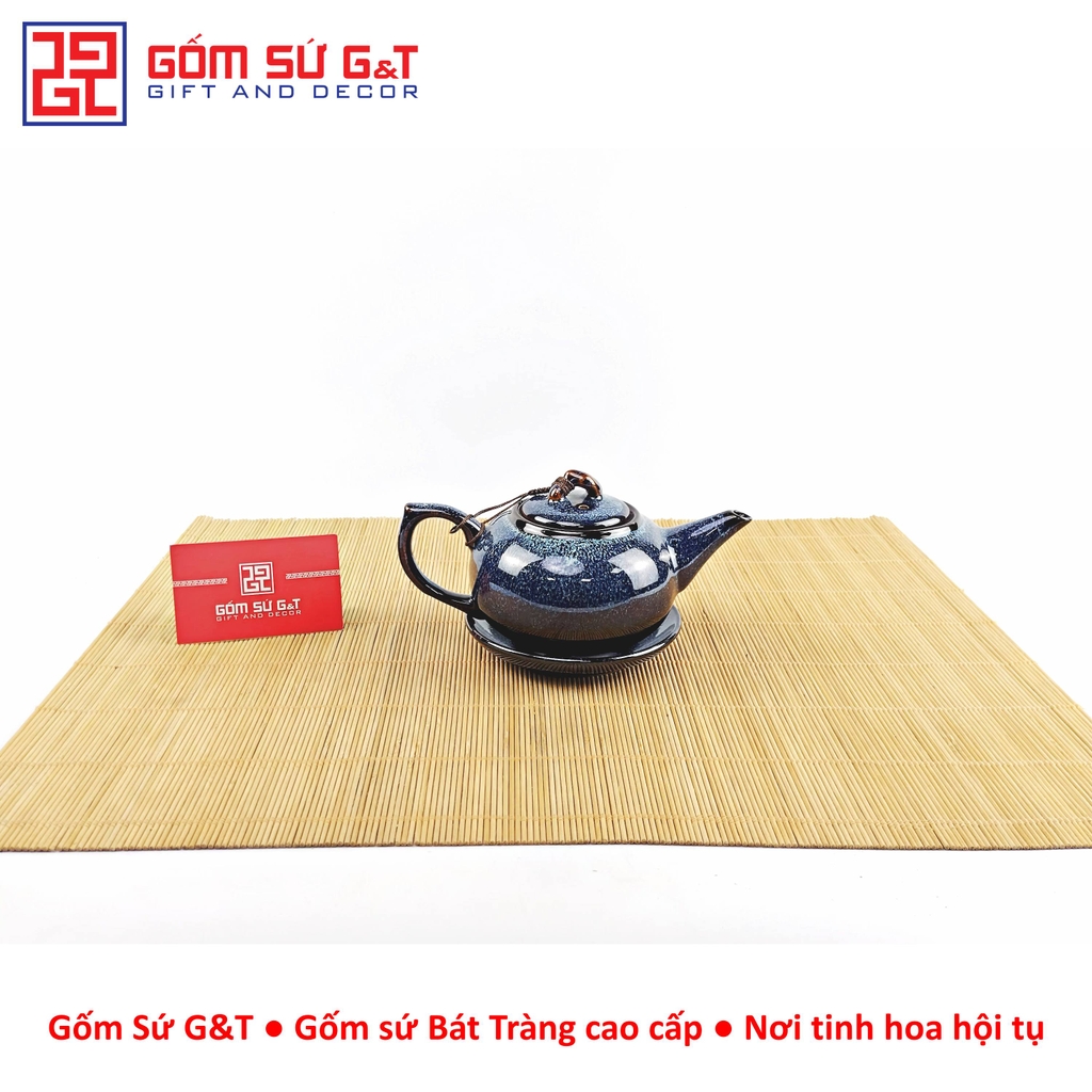 Bộ trà hỏa biến quả hồng bé lòng hoa xanh