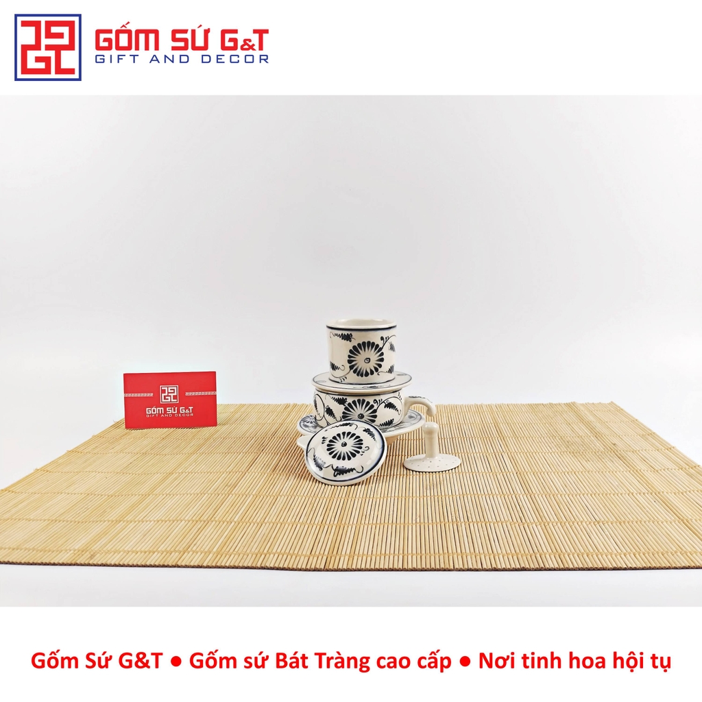 Bộ phin cafe vẽ hoa bèo đỏ