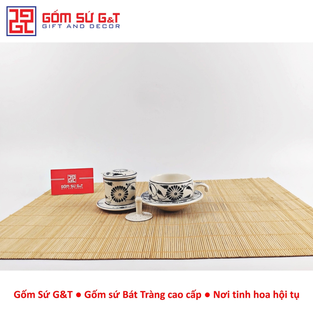 Bộ phin cafe vẽ hoa bèo đỏ