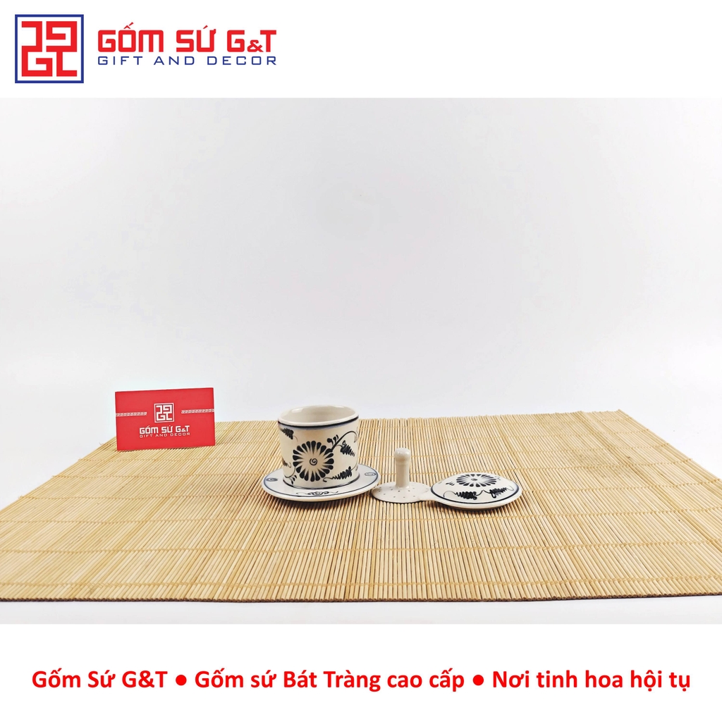 Bộ phin cafe vẽ hoa bèo đỏ