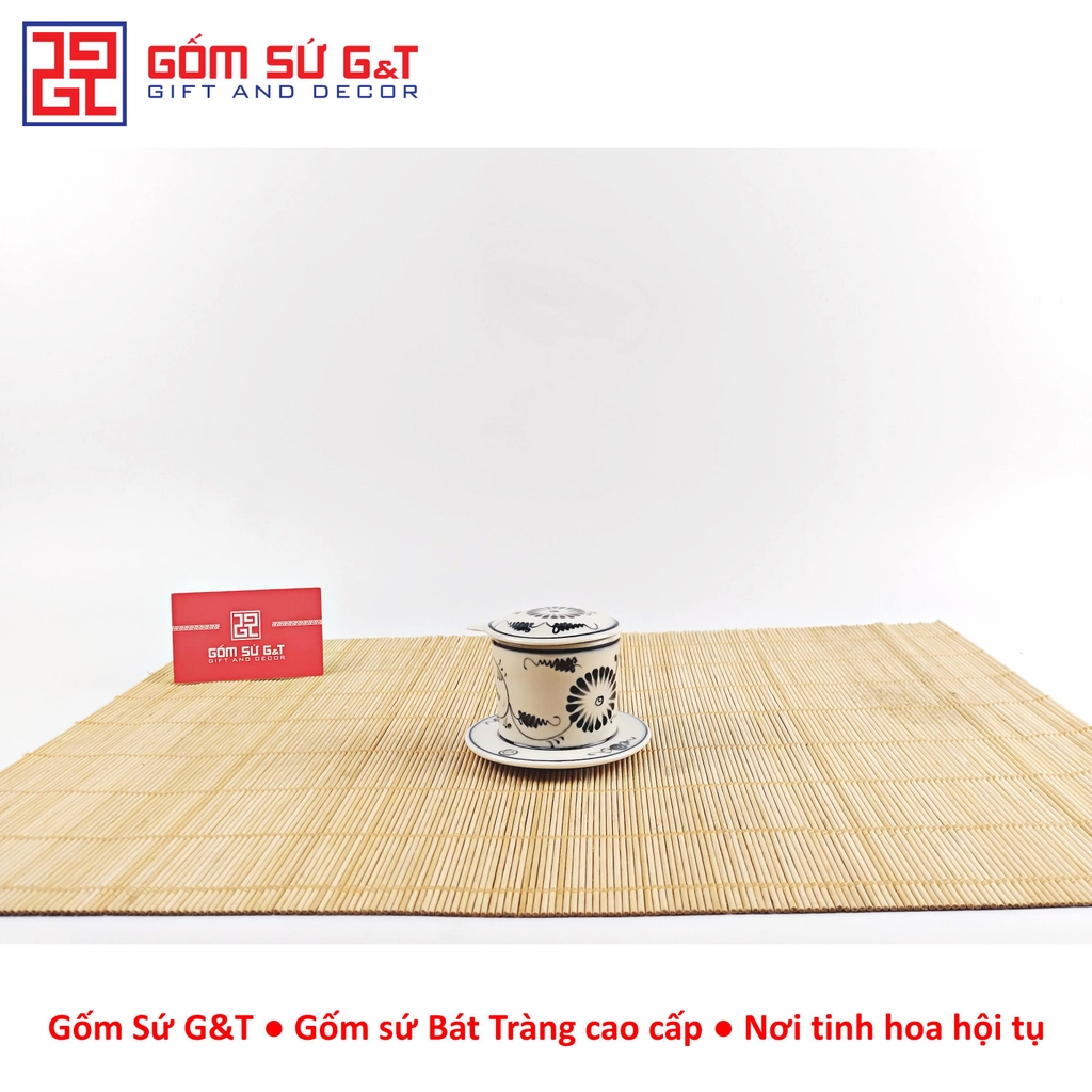 Bộ phin cafe vẽ hoa bèo đỏ