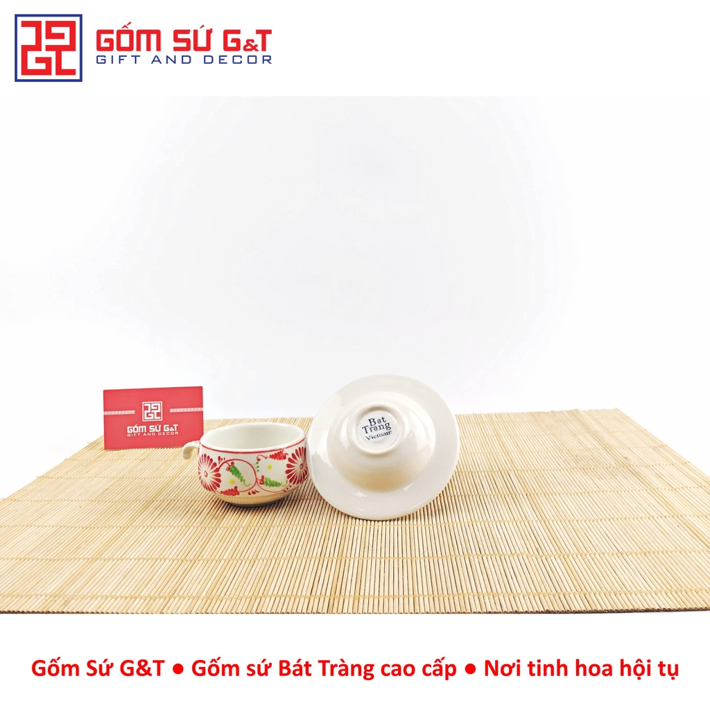 Bộ phin cafe vẽ hoa bèo đỏ