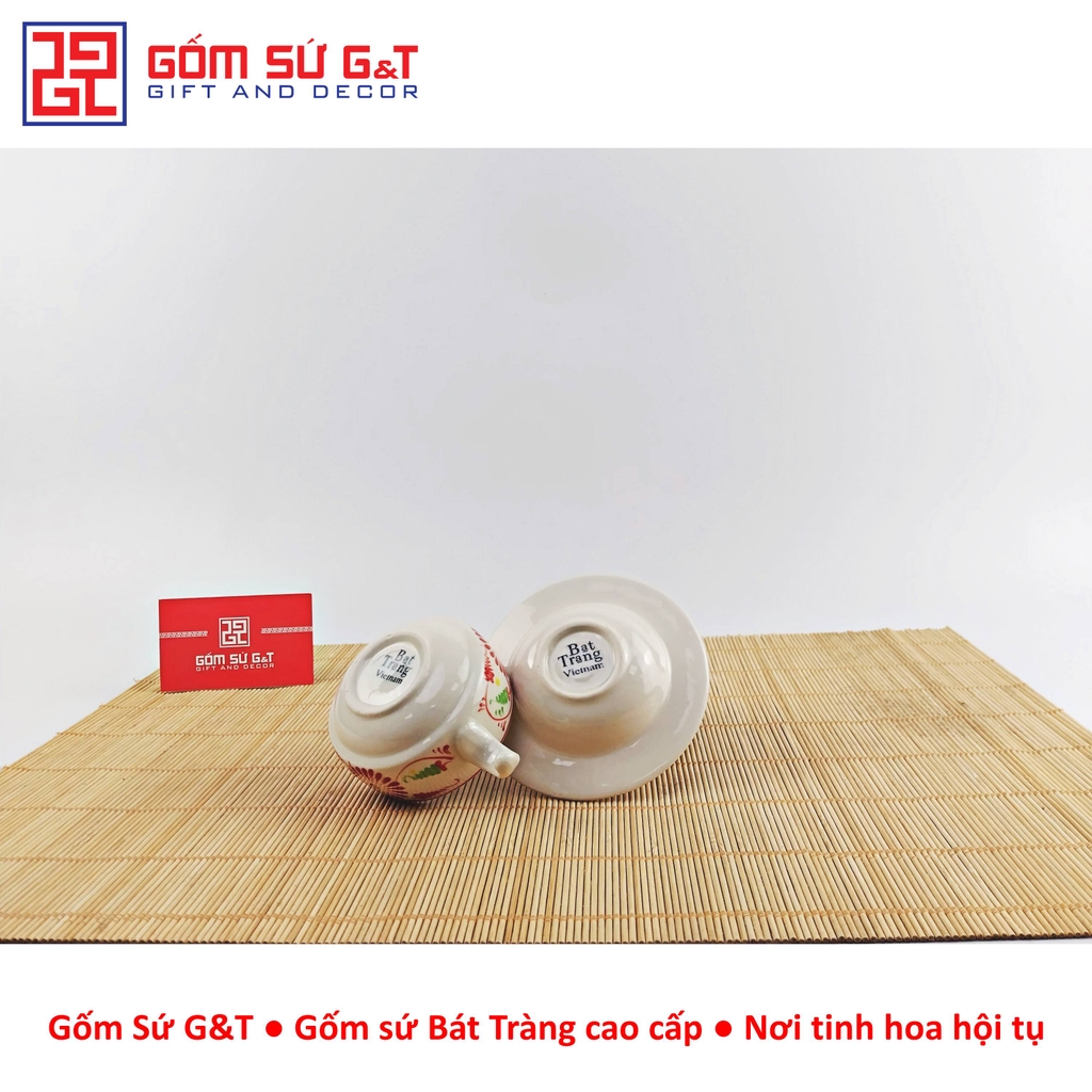 Bộ phin cafe vẽ hoa bèo đỏ