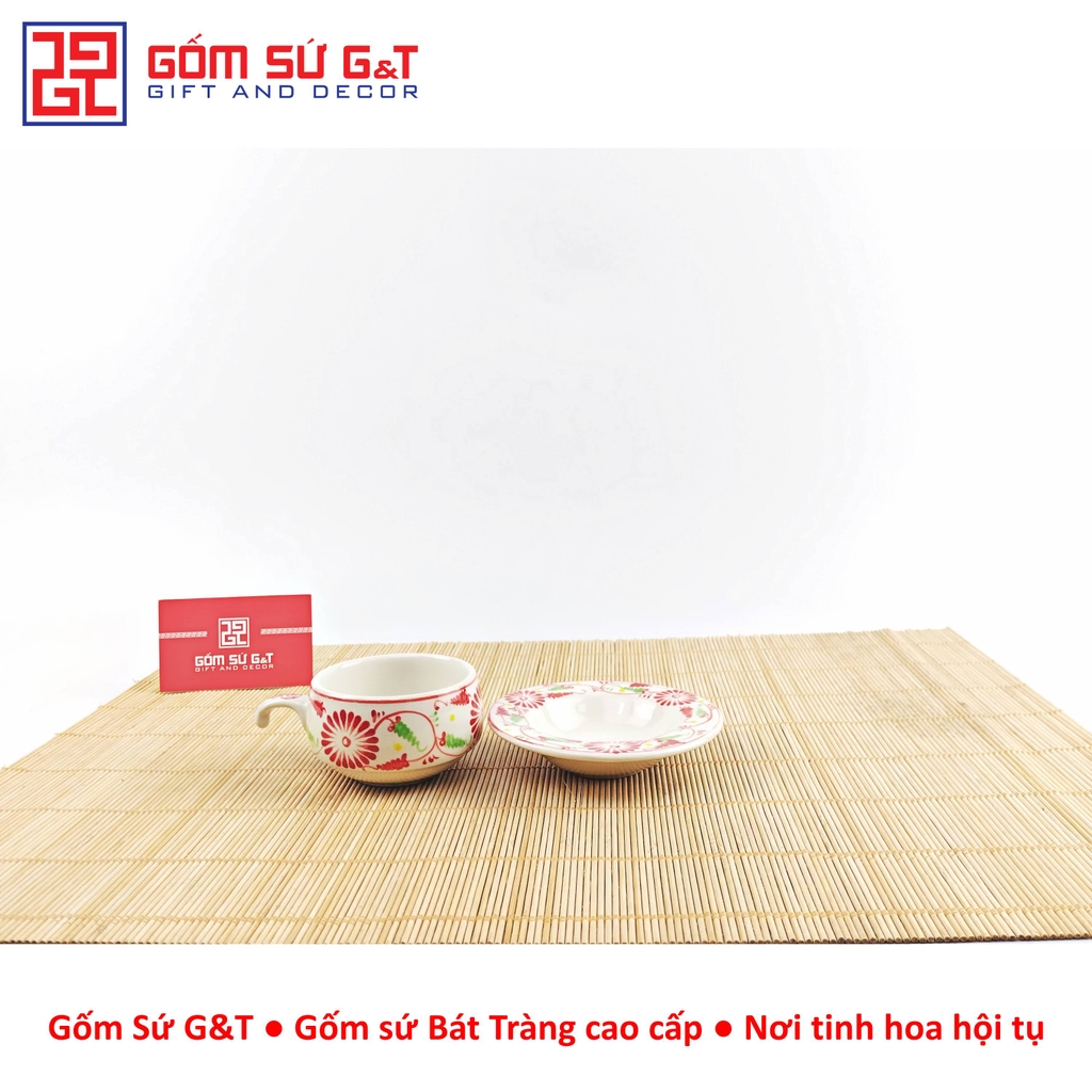 Bộ phin cafe vẽ hoa bèo đỏ