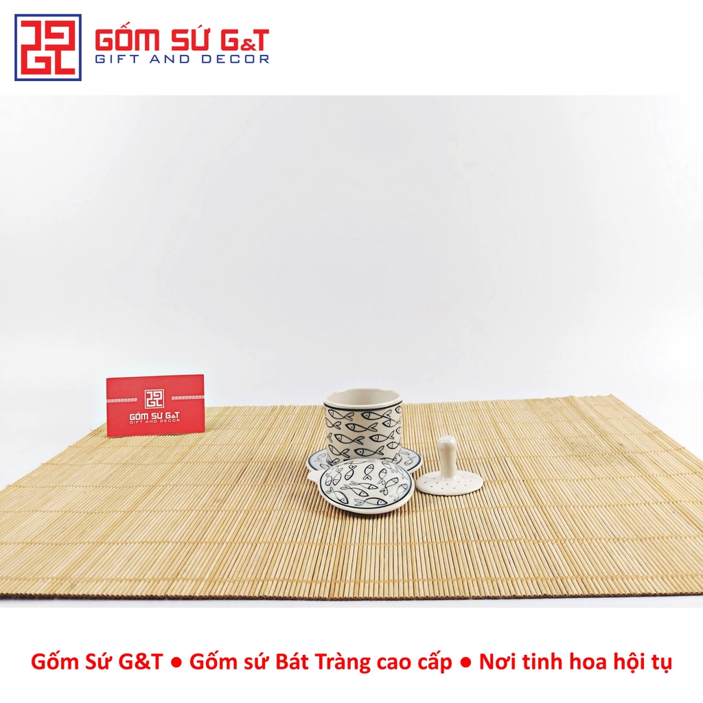 Bộ phin cafe vẽ cá đàn