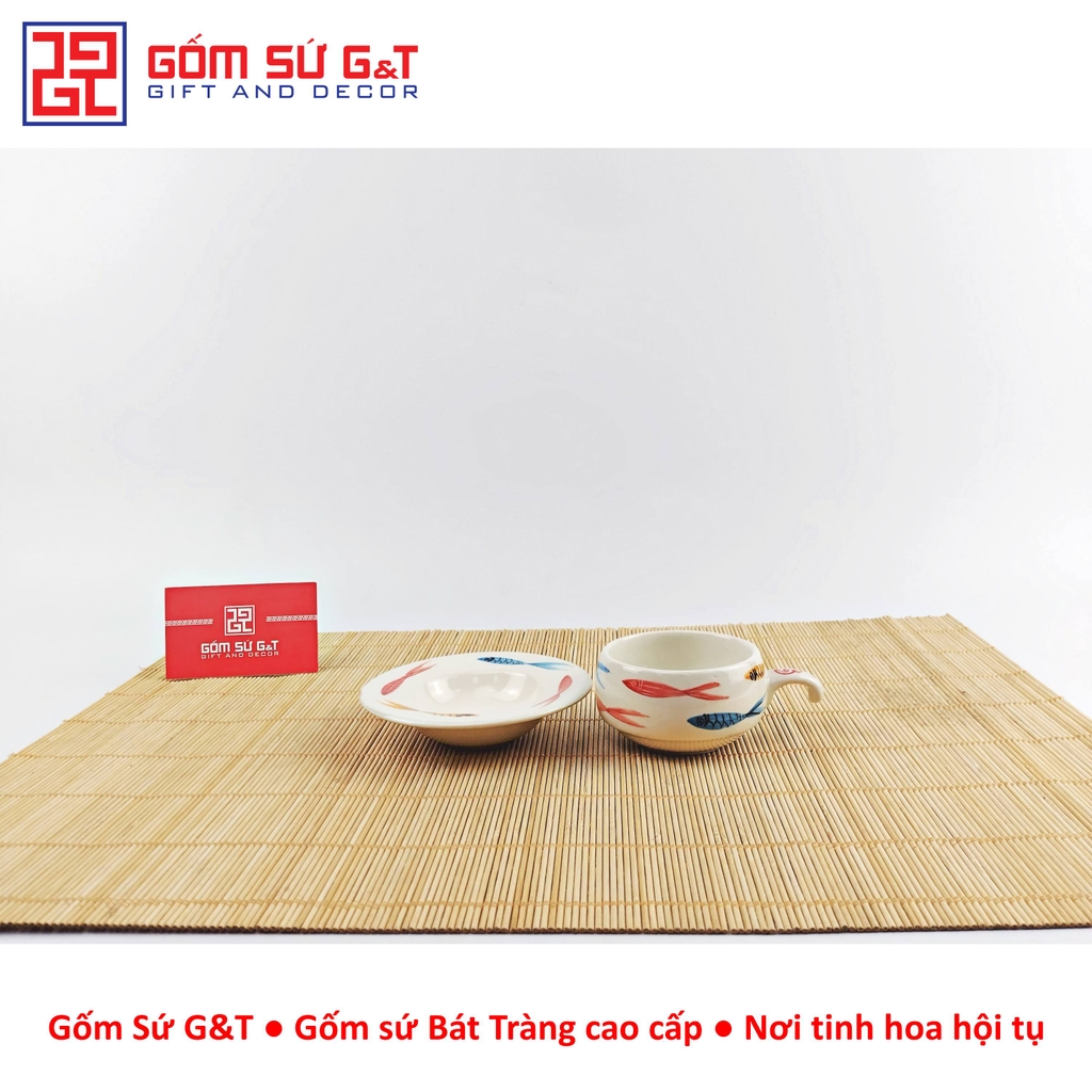 Bộ phin cafe vẽ cá nhật ba màu