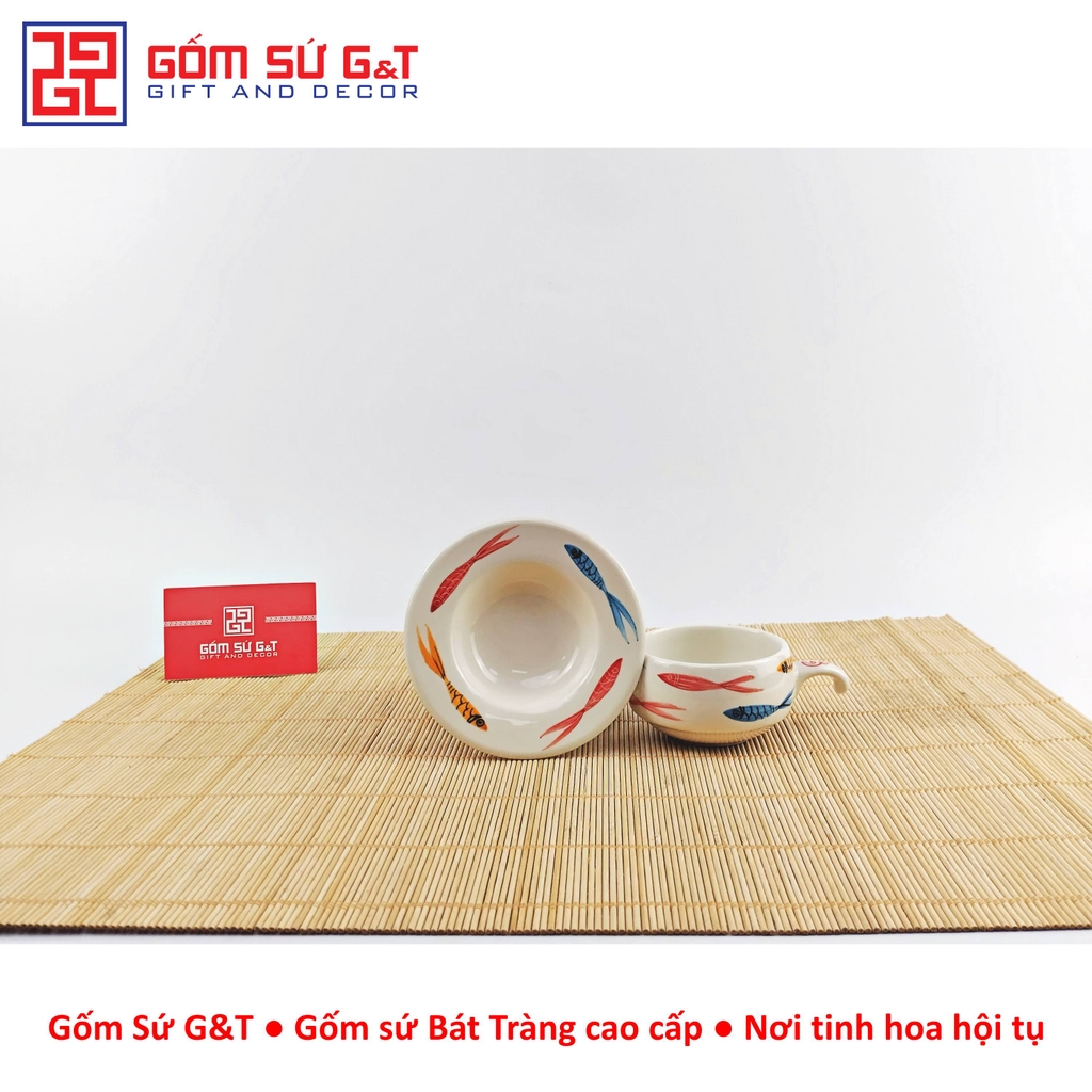Bộ phin cafe vẽ cá nhật ba màu