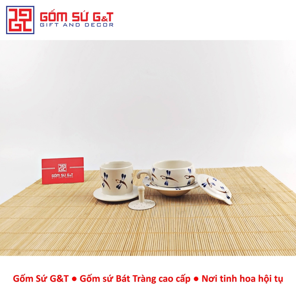 Bộ phin cafe vẽ chuồn ớt