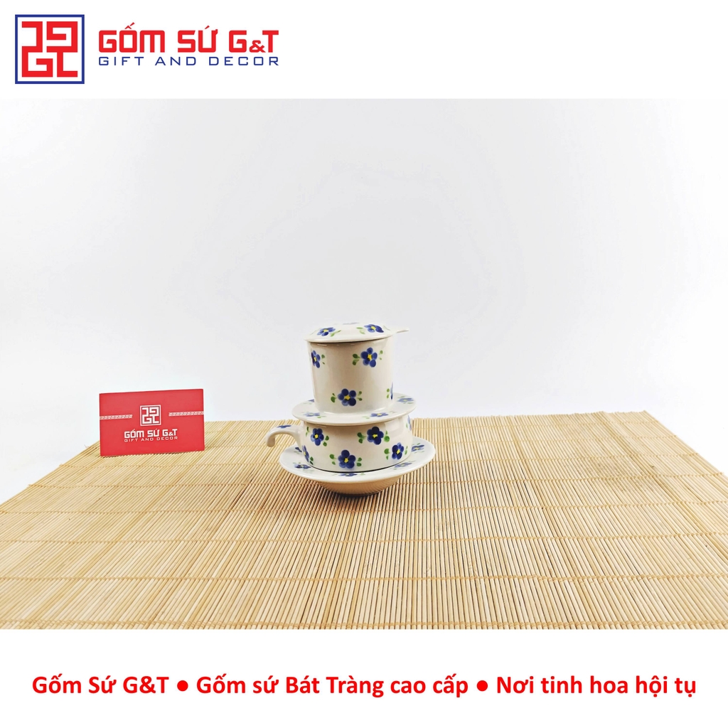 Bộ phin cafe vẽ hoa nhí