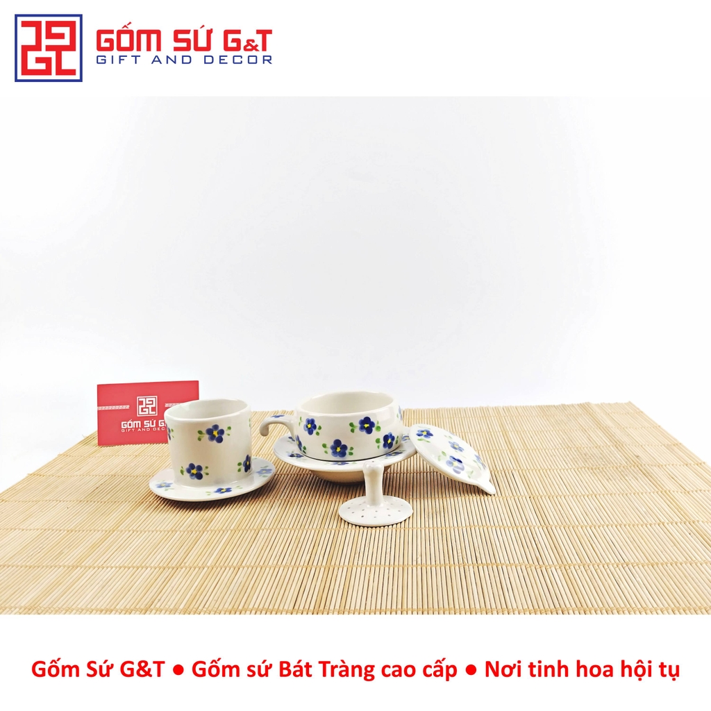 Bộ phin cafe vẽ hoa nhí