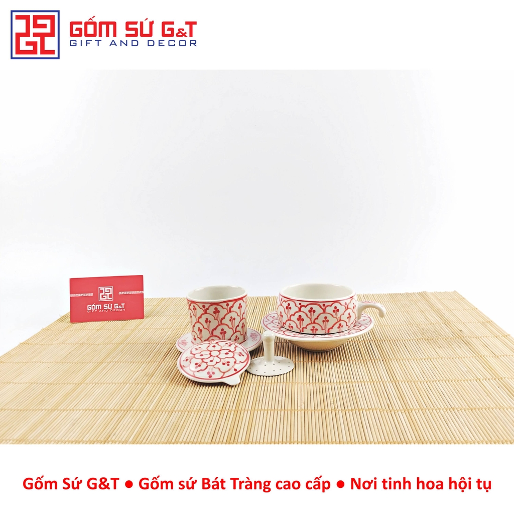 Bộ phin cafe vẽ hoa bèo