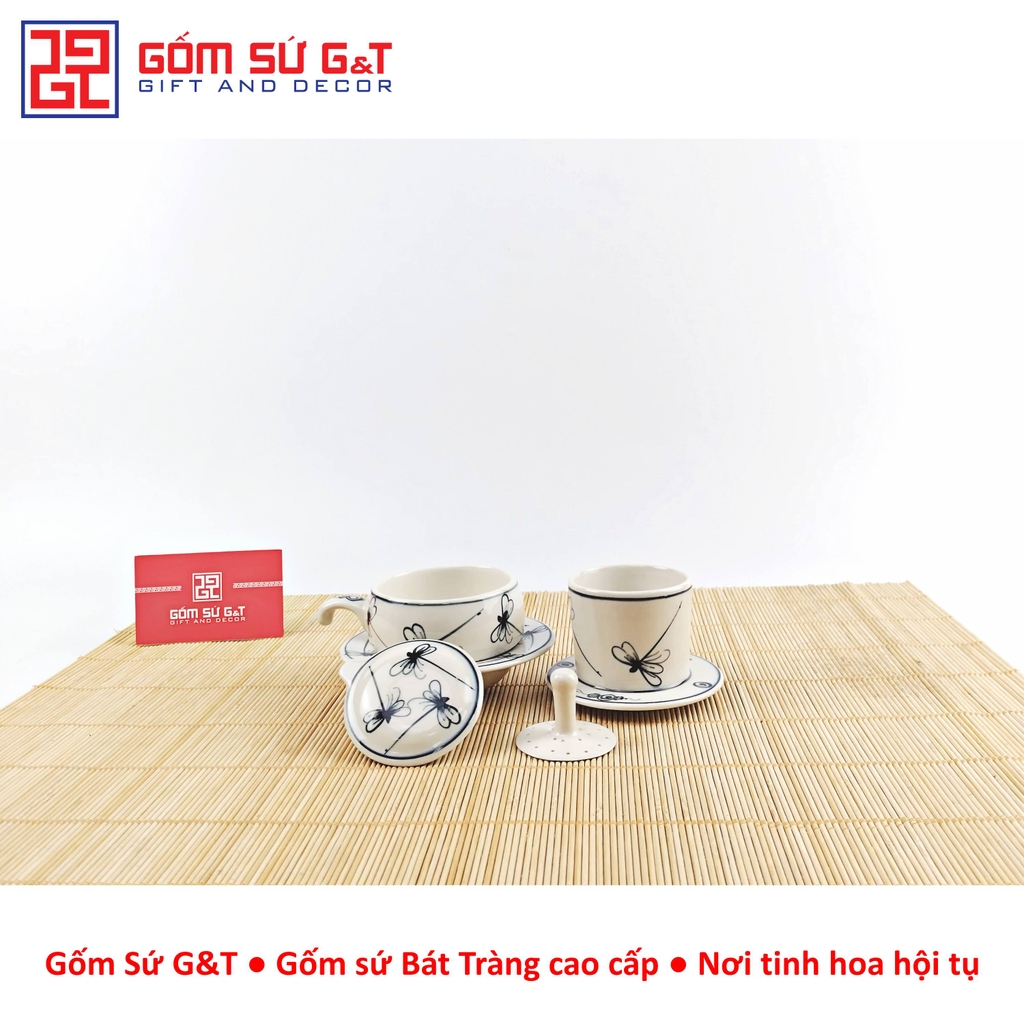 Bộ phin cafe vẽ chuồn kim