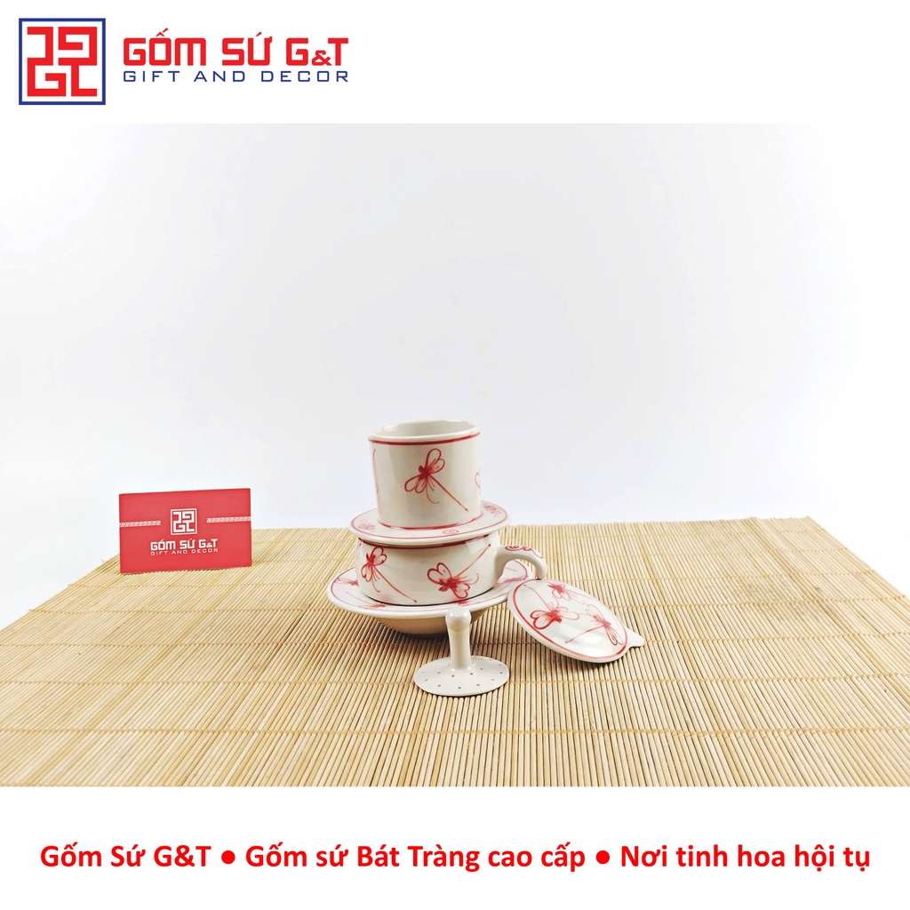 Bộ phin cafe vẽ chuồn kim