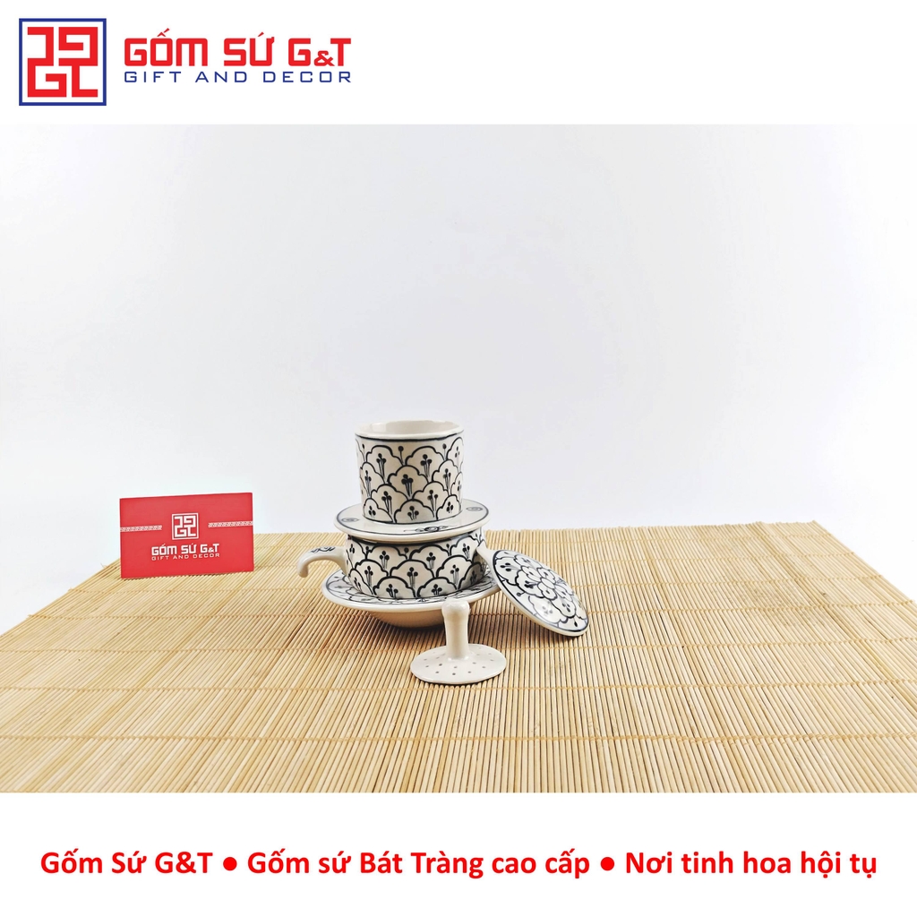 Bộ phin cafe vẽ hoa bèo