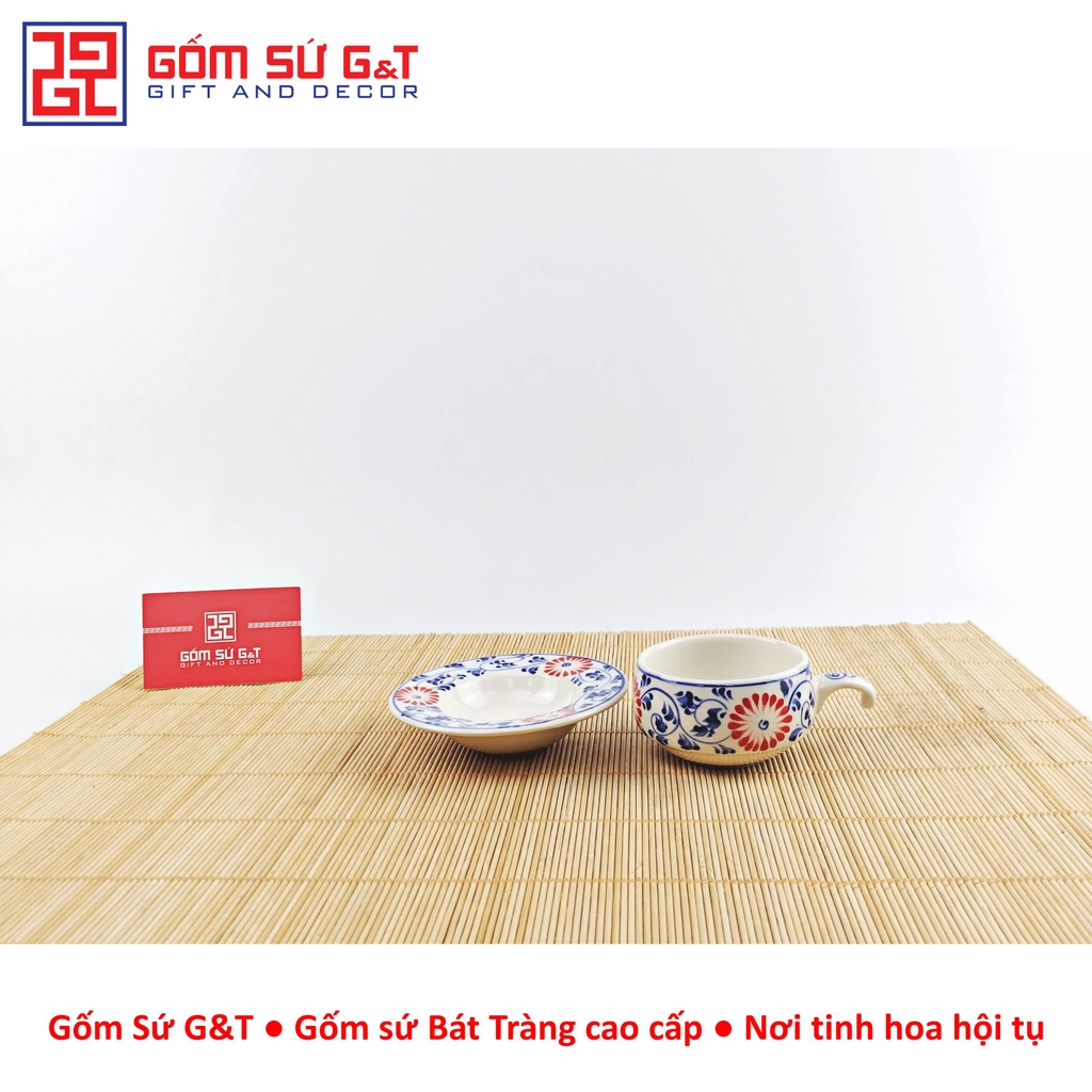 Bộ phin cafe vẽ hoa dây màu