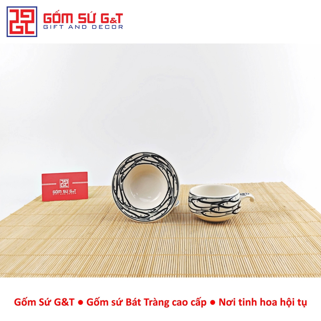 Bộ tách cà phê vẽ cá đàn