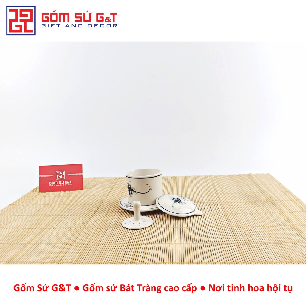 Bộ phin cà phê vẽ chuồn khoai tràm