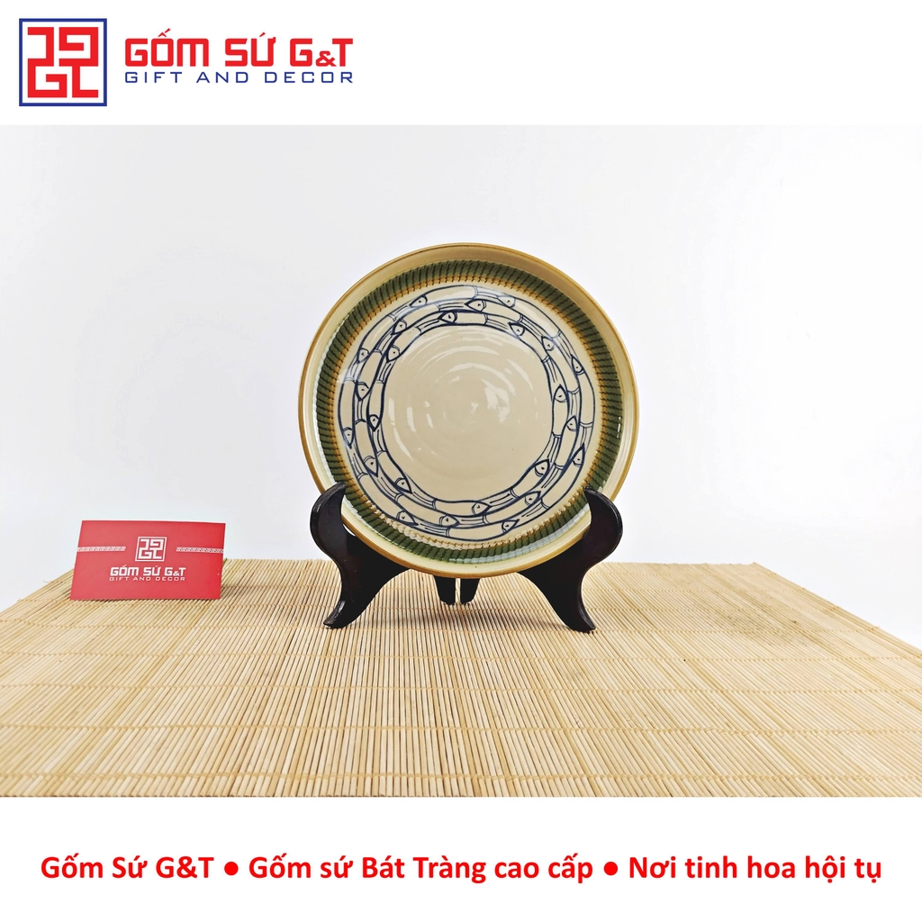 Bộ trà Nhật vẽ cá đàn khay sứ