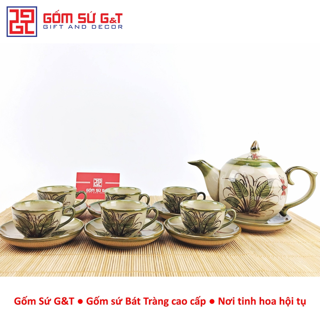 Bộ trà dáng bưởi vẽ chuồn khoai