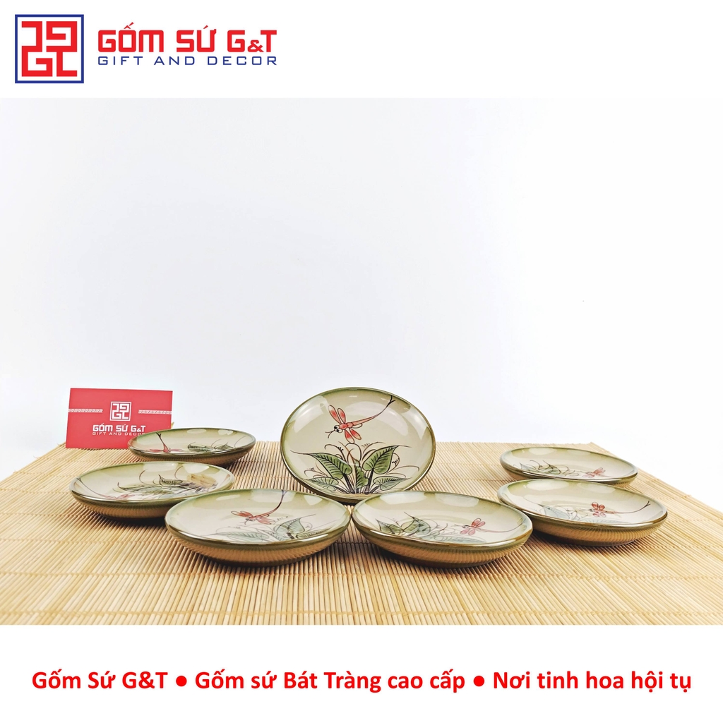 Bộ trà dáng bưởi vẽ chuồn khoai