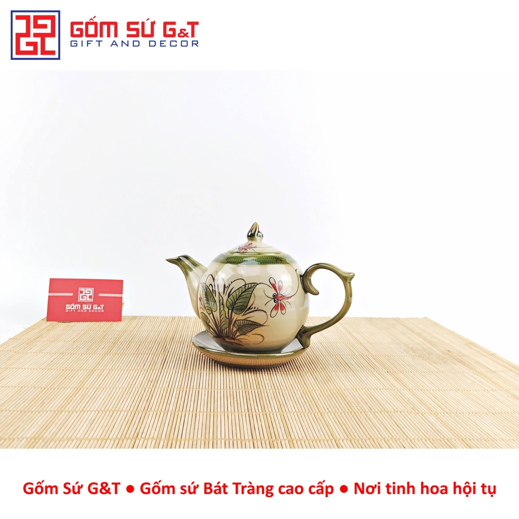 Bộ trà dáng bưởi vẽ chuồn khoai