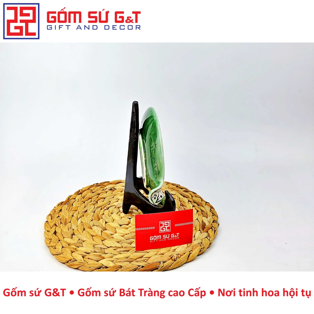 Khay lá chuối men xanh đồng vẽ hoa bèo