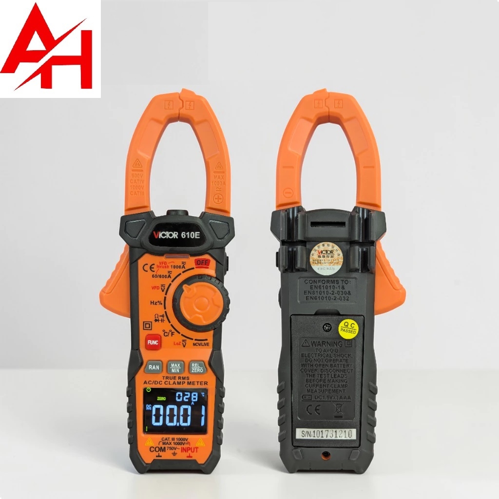 Ampe Kìm đo dòng ac/dc VICTOR 610E True RMS (1000A/1000V)