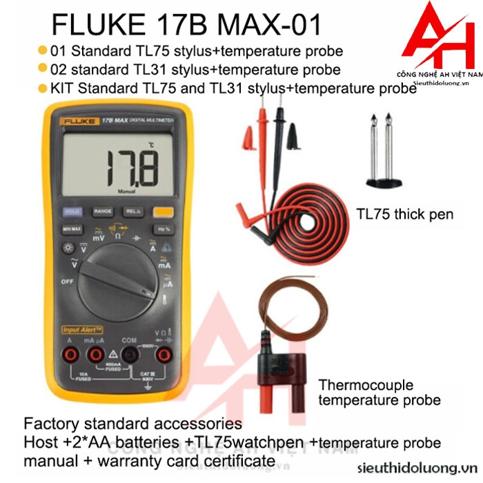 Đồng hồ vạn năng điện tử FLUKE 17B MAX-01 dây Taiwan