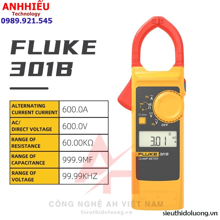 Ampe kìm Fluke 301B TẶNG TÚI FLUKE ĐỰNG MÁY