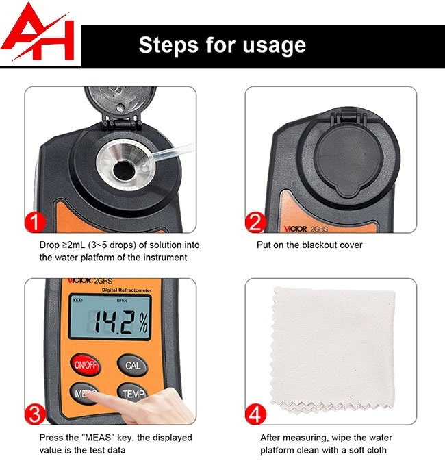 Khúc xạ kế đo độ ngọt VICTOR 2GHS (0.0-55% Brix)