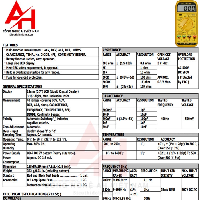 Đồng hồ vạn năng điện tử LUTRON DM-9090