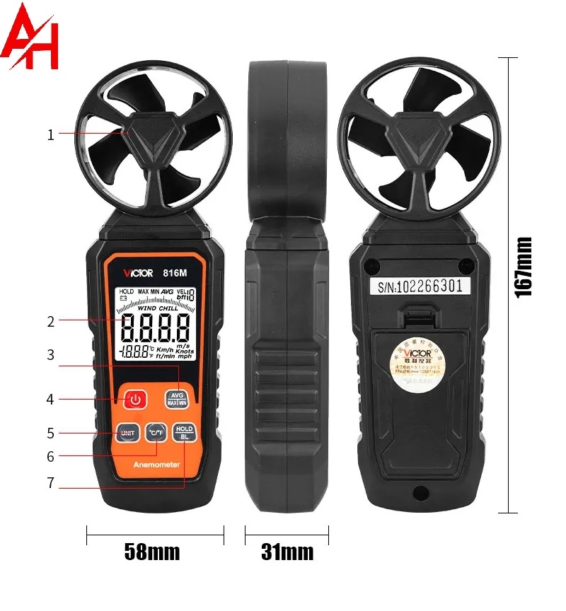 Máy đo tốc độ gió, nhiệt độ VICTOR 816M