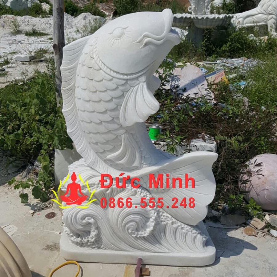 Tượng Cá Chép Phong Thủy Đá Trắng Đẹp