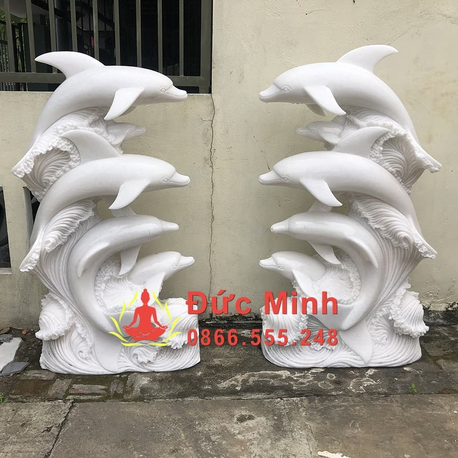 Tượng Cá Heo Đá Phong Thủy Đẹp Trang Trí Hồ Bơi