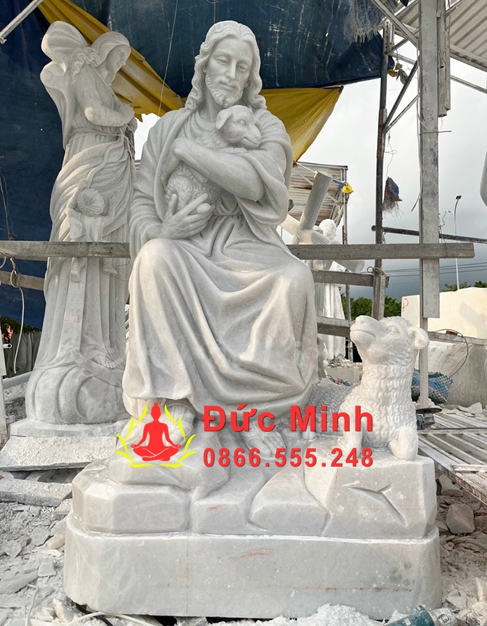 Tượng Chúa Chiên Lành Đá Cẩm Thạch Nguyên Khối
