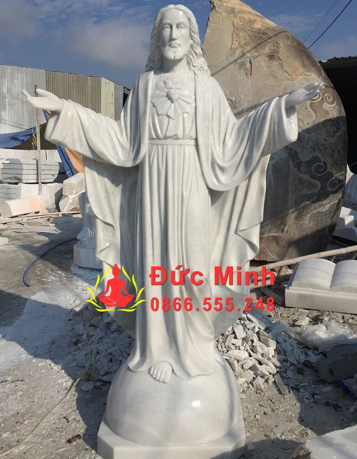 Tượng Chúa Giang Tay Đá Cẩm Thạch Trắng Đẹp