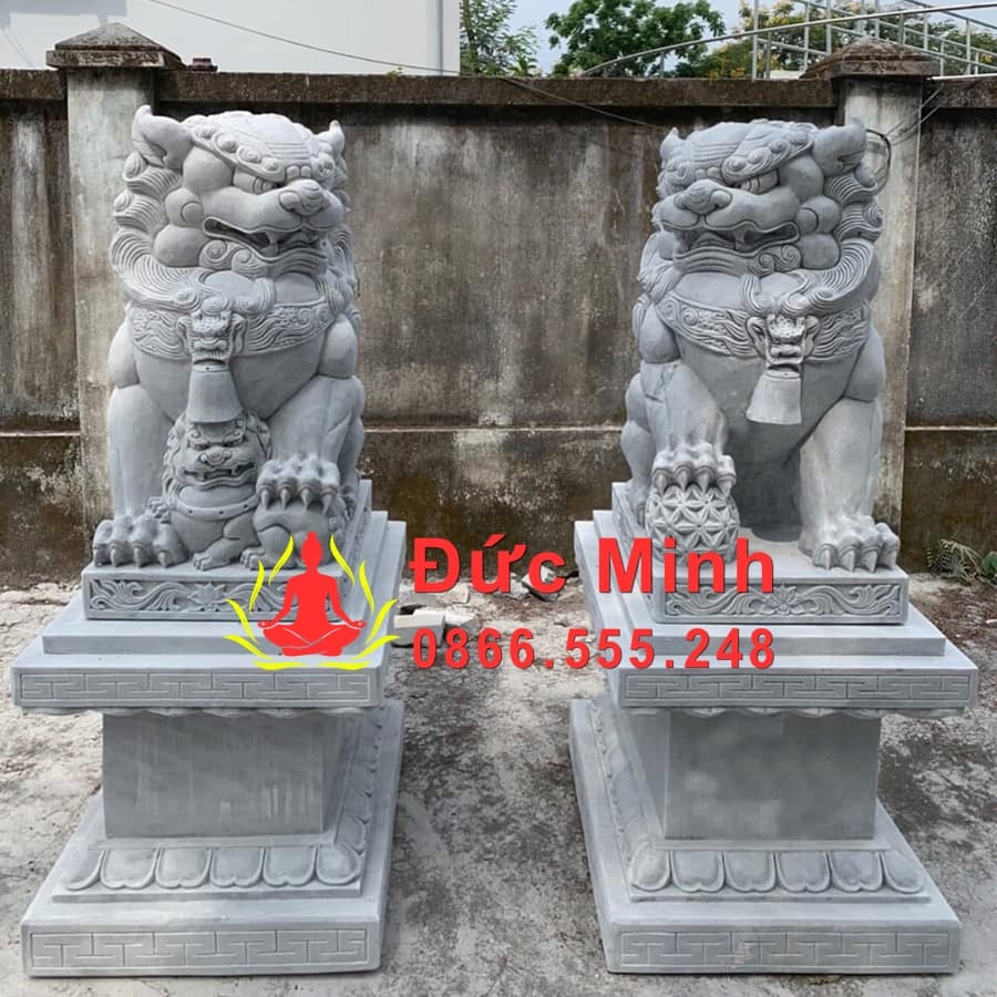 Tượng Kỳ Lân Đá Cẩm Thạch Xám Đẹp Để Cổng